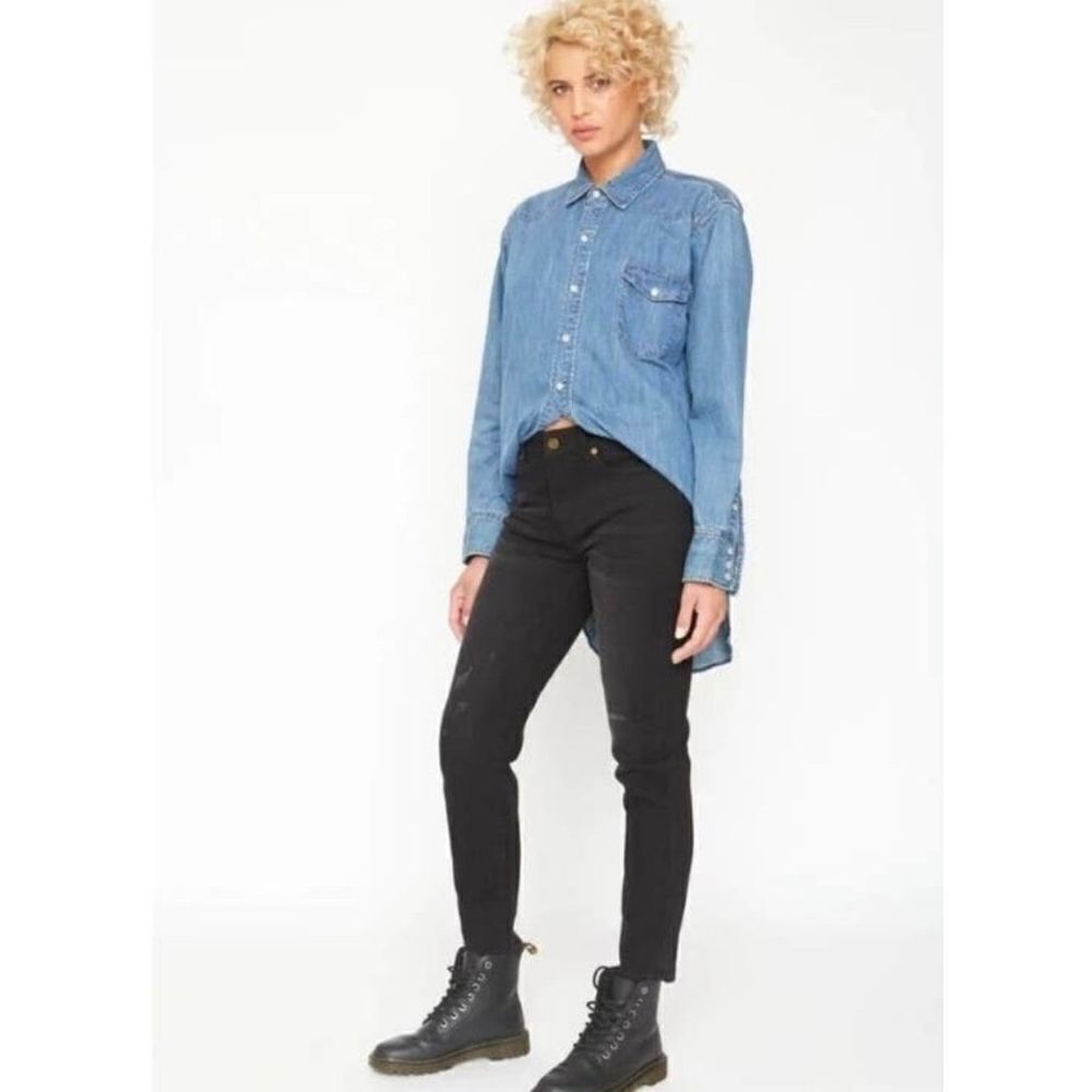 Sandrine Rose x Free People Destroyed Gray/Black Skinny Jeans Size 30 Nwt